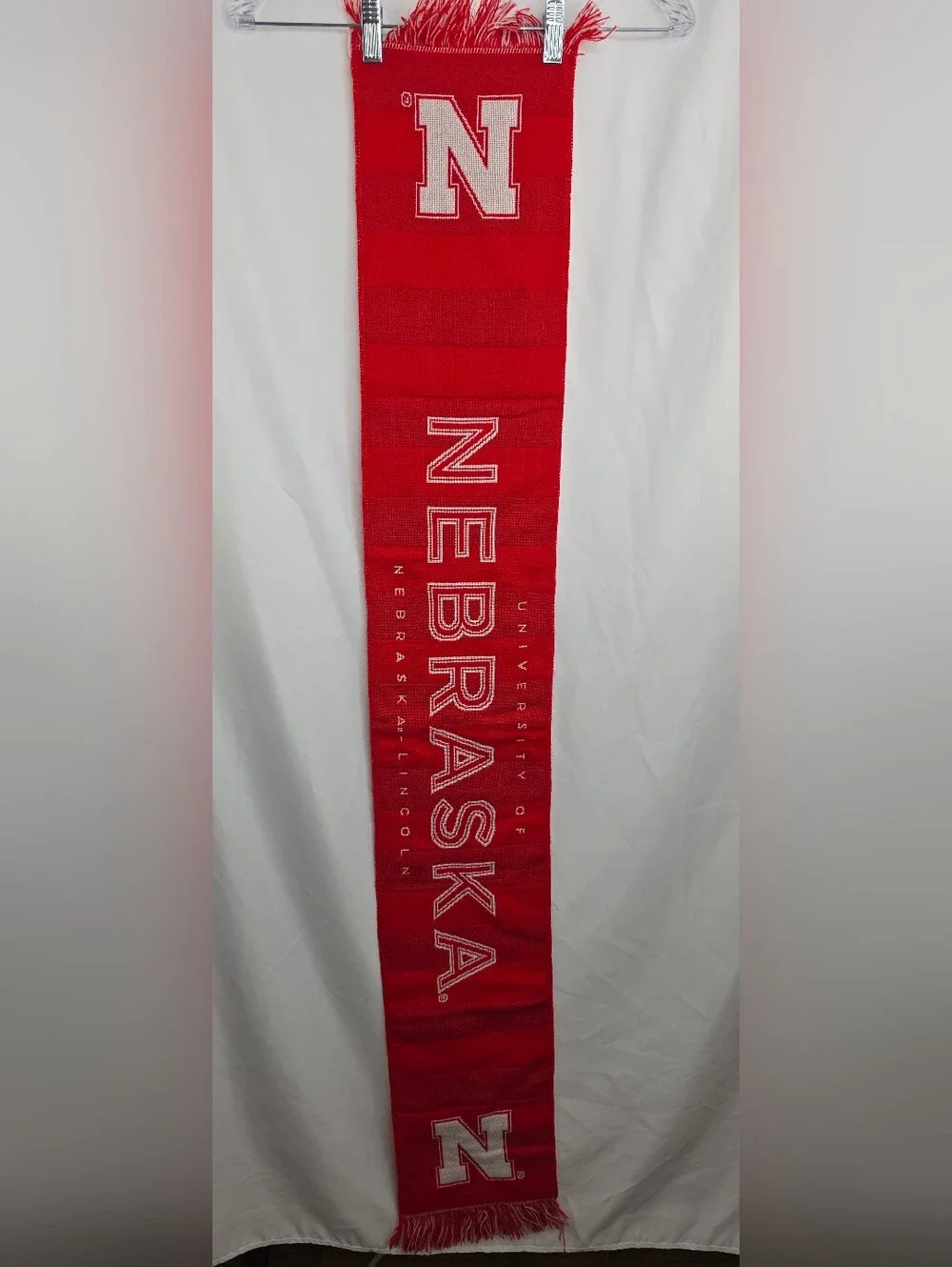 Nebraska Huskers Red White Scarf Block N Logo OSFA Bin CX